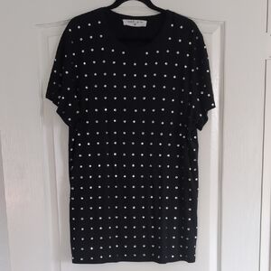 Black Studded Short Sleeve Tee Dress